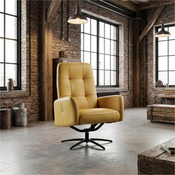 Leren draaifauteuil Pulse - Toledo Giallo (geel) - Stervoet, Bohemian, Industrieel, Modern, Scandinavisch, Nieuw, Ophalen of Verzenden