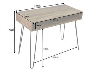 Massief bureau SCORPION 100 cm natuurlijke mangohouten, Ophalen of Verzenden, Nieuw