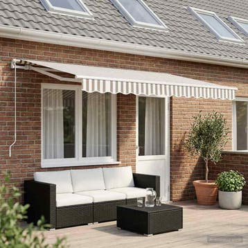 vidaXL Vervangingsdoek voor zonnescherm Lichtgrijs en wit., Tuin en Terras, Zonneschermen, Verzenden, Nieuw