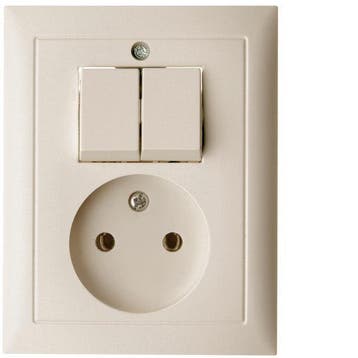 Hager Berker S.1 Serieschakelaar met 2P Stopcontact - Wit -, Verzenden, Nieuw, Overige typen