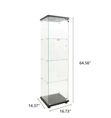 Glazen Vitrinekast met Slot – 4-Laags Displaykast Zwart, Huis en Inrichting, Kasten | Vitrinekasten, Verzenden, Nieuw