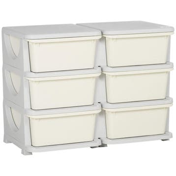 TRUUSK Opbergdoos Kunststof - 6 Lades - Speelgoed Organizer, Verzenden, Nieuw