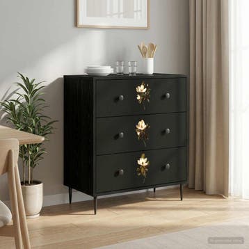vidaXL Ladekast BREMEN Magnolia print 66 x 36,5 x 76 cm, Verzenden, Nieuw
