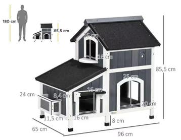 2-laags Houten Kattenhuis –Buitenhuis met Asfaltdak en Ingan, Dieren en Toebehoren, Kattenmanden, Verzenden, Nieuw