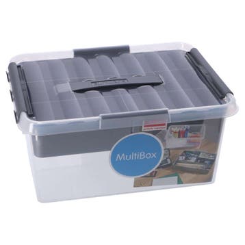 Opbergbox met Inzet 15L - Transparant/Grijs, Nieuw