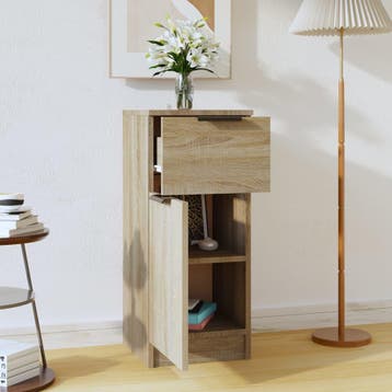vidaXL Dressoir 30x30x70 cm bewerkt hout sonoma eikenkleurig, Minder dan 50 cm, Verzenden, Nieuw, 25 tot 50 cm