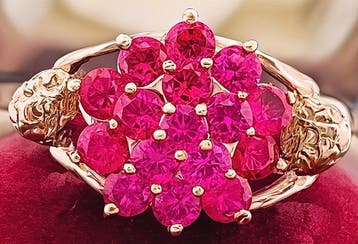 Zonder minimumprijs - Ring - 9 kt. Roségoud, Zilver Robijn, Nieuw