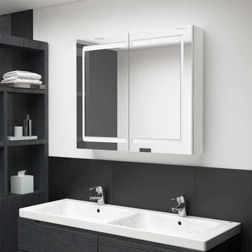 vidaXL Badkamerkast met spiegel en LED 80x12x68 cm glanzend, Verzenden, Nieuw