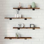 vidaXL Wandschappen 4 st 60x10x1,5 cm bewerkt hout gerookt, Verzenden, Nieuw