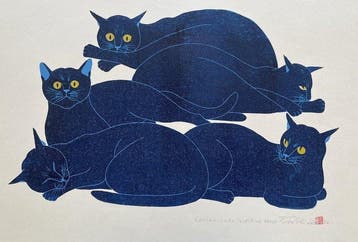 Cat Series (218) Blue - Nishida Tadashige  (1942 - ) -
