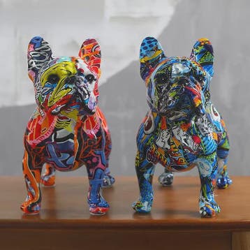 Kleurrijke Franse Bulldog Resin Beeld - Graffiti Decoratie &, Verzenden, Nieuw in verpakking