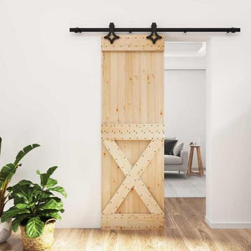 vidaXL Schuifdeur 70 x 210 cm Massief Grenenhout, Doe-het-zelf en Verbouw, Deuren en Horren, Verzenden, Nieuw