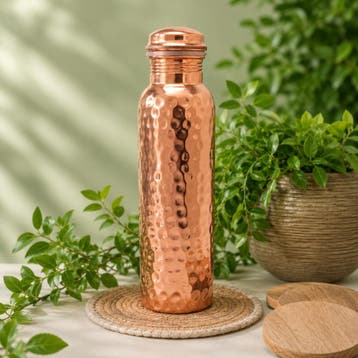 Puur koperen waterfles – gehamerd gepolijst – 750 ml (zware, Ophalen of Verzenden, Nieuw