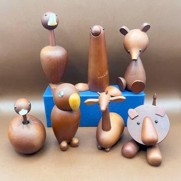 Senshukai  - Speelgoed meubels 7 Vintage wooden animals, Antiek en Kunst