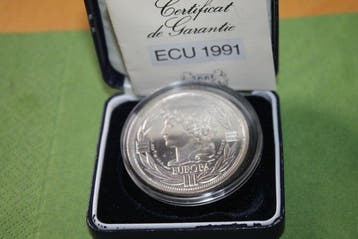 Frankrijk. Ecu 1991 Europa Silbermedaille (Zonder