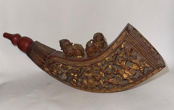 Antiek Bak - Hout - 1850-1900 - Handgesneden kruithoorn, Antiek en Kunst, Antiek | Overige Antiek