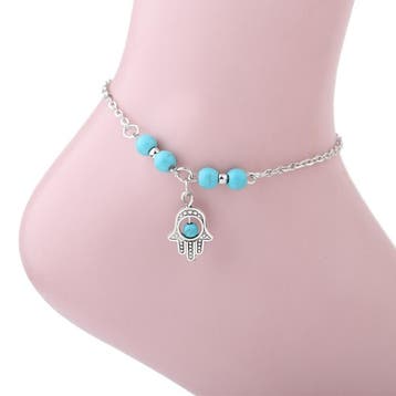Fako Bijoux - Enkelbandje - Hamsa Handje - Blauw, Verzenden, Nieuw