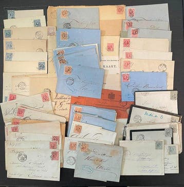 Nederland 1872/1900 - Collectie oude brieven waarbij leuke, Postzegels en Munten, Gestempeld