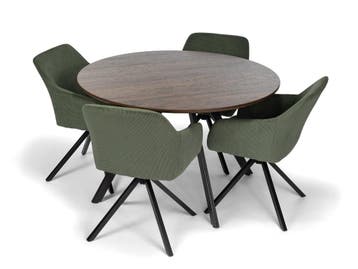 Gyrus Eettafelset met 4 Loren Stoelen - Groen / Donker hout, Verzenden, Nieuw