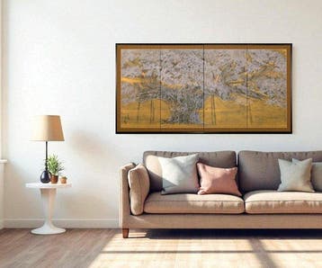 Bybu kamerscherm - Papier, Hout, Een vierluik bybu-scherm