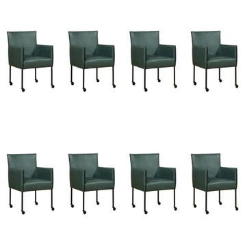Set van 8 Leren eetkamerstoelen More - Toledo Forrest, Huis en Inrichting, Ophalen of Verzenden, Nieuw, Leer, Vijf, Zes of meer stoelen