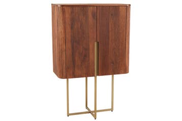 Design Dressoir GATSBY 125cm bruin mat goud Mangoholz Retro, Ophalen of Verzenden, Nieuw