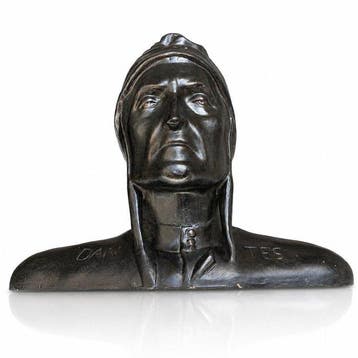 Buste, Large Bronzed Plaster Bust of Dante Alighieri - 30 cm