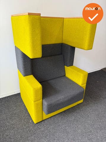 Akoestische design Fauteuil - Geel / Antraciet- refurbished, Vergader- of Presentatieruimte, Ophalen of Verzenden, Gebruikt, Stoel