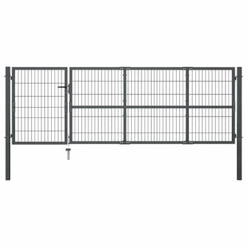 vidaXL Tuinpoort met palen staal 350x100 cm antraciet, Verzenden, Nieuw
