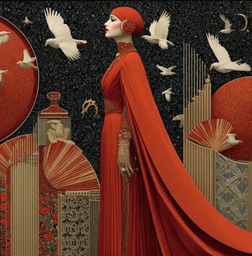 I_KONIQ - Early 900 Campari woman in Erte style, Nieuw