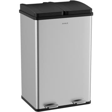 Avalo Prullenbak Afvalscheiding 60 Liter-RVS Zilver-2 Vakken, Huis en Inrichting, Woonaccessoires | Prullenbakken, Verzenden, Nieuw
