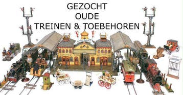 Gezocht oude treinen blikken trein station brug Marklin set, Hobby en Vrije tijd, Gebruikt