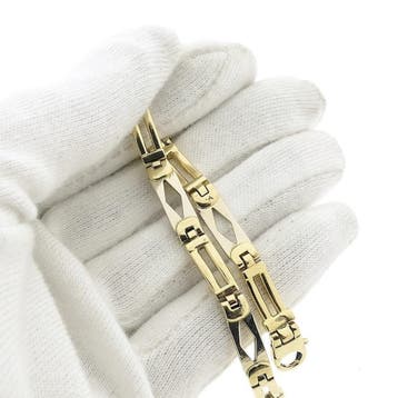 Bicolor gouden schakelarmband met wiebertjes, Sieraden, Tassen en Uiterlijk, Ophalen of Verzenden, Gebruikt, Goud, Goud