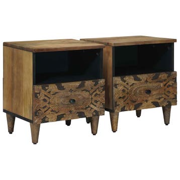 vidaXL Bed kast 2 st Bruin 40 x 33 x 46 cm Massief Mango, Minder dan 45 cm, Verzenden, Nieuw, Minder dan 55 cm