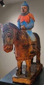 Oud Chinees, Tang-dynastie Steen Grote standbeeld 43 cm,, Antiek en Kunst