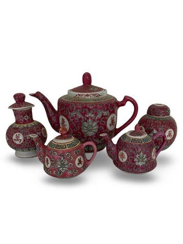 Theeservies - Porselein - Wan Shou Wu Jiang, Antiek en Kunst