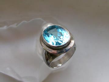 Zilver, Topaas - Ring - Art Deco-stijl