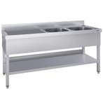 GGM Gastro | RVS spoeltafel ECO - 1800x700mm - met onderblad, Verzenden, Nieuw in verpakking, RVS Meubilair