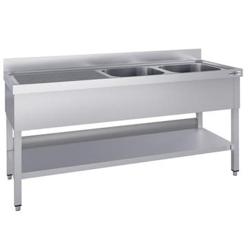 GGM Gastro | RVS spoeltafel ECO - 1800x700mm - met onderblad, Verzenden, Nieuw in verpakking, RVS Meubilair