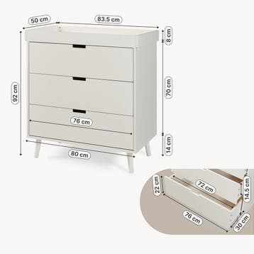 Luiercommode Sallinrar met verschoonblad 92x84x50 cm beige [, Verzenden, Nieuw