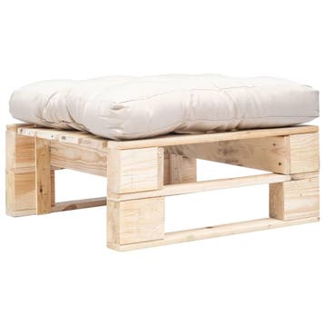 vidaXL Tuinpoef met zandkleurig kussen pallet hout naturel, Tuin en Terras, Tuinsets en Loungesets, Verzenden, Nieuw
