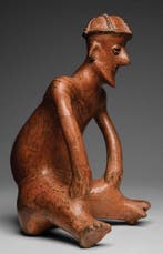 Grote Precolumbiaanse Nayarit-zittende kromgebogen figuur -