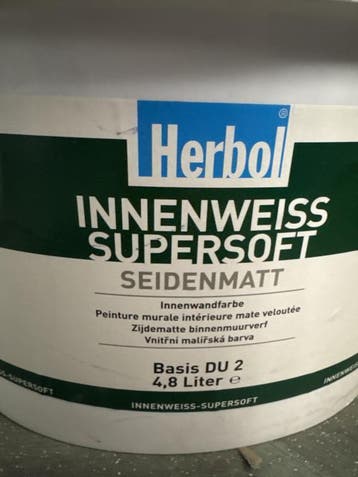 Herbol innenweiss supersoft - binnen latex - WIT - 4,8 liter, Wit, Nieuw, Ophalen of Verzenden, Verf