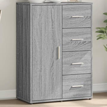 vidaXL Dressoir 60x31x84 cm bewerkt hout grijs sonoma, Verzenden, Nieuw, Overige houtsoorten, Minder dan 50 cm