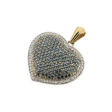 Gouden hart hanger met blauwe moissanite en diamanten; ca..., Ophalen of Verzenden, Gebruikt, Goud, Overige merken