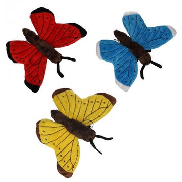 Vlinder knuffels set van 3 - pluche - 21 cm - hanglus, Verzenden, Nieuw