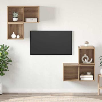 vidaXL Tv-meubelset 4 pcs Artisan Eiken Bewerkt hout, Huis en Inrichting, Kasten | Televisiemeubels, Minder dan 50 cm, Verzenden