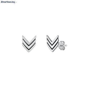 Trio Chevron oorknopjes, Sieraden, Tassen en Uiterlijk, Oorbellen, Verzenden, Nieuw, Zilver