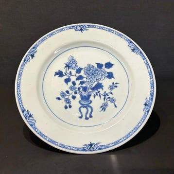 Bord - Porselein - Qianlong blauw wit bord
