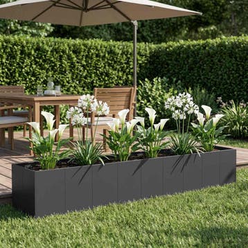 vidaXL Plantenbak Zwart 360 x 80 x 60 cm Koudgewalst staal, Tuin en Terras, Verzenden, Nieuw, Metaal, 60 tot 100 cm